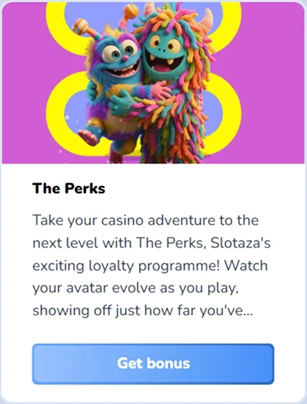 Slotaza Casino two colorful monsters embracing on a vibrant background
