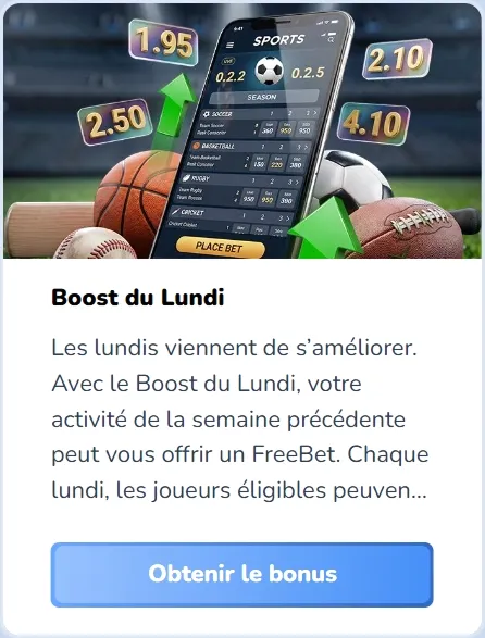 Mobile sports betting app with football, basketball, and baseball for Monday boost offer