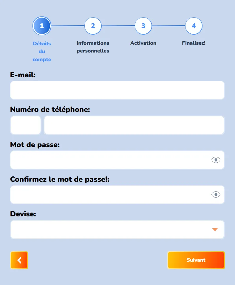 Slotaza Casino registration form with email, phone, password, and currency fields