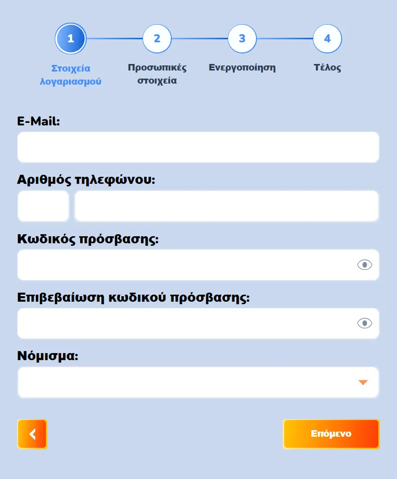 Slotaza Casino mobile registration form with fields for email, phone, password, and currency