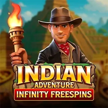 Indian Adventure Infinity Freespins slot game with explorer and temple