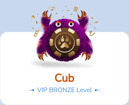 Slotaza Casino VIP Bronze Level Cub character with paw print chip